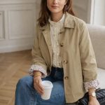 Veste Femme Beige Coton Détail Floral | Printemps