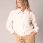 Veste courte en tissu effet bouclé 'deeluxe' Beige argile