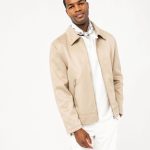 Blouson en suédine fermeture zippée homme beige | GEMO