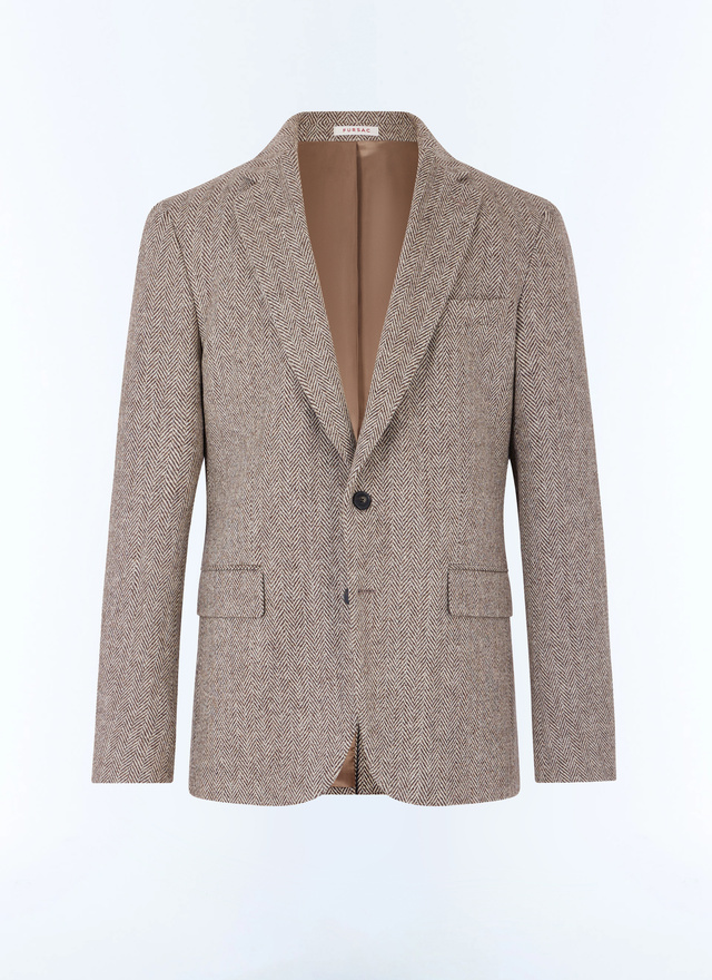 veste-beige-homme-688qub-1.jpg Veste droite en laine à chevrons – Image 1