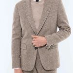 Veste droite en laine à chevrons