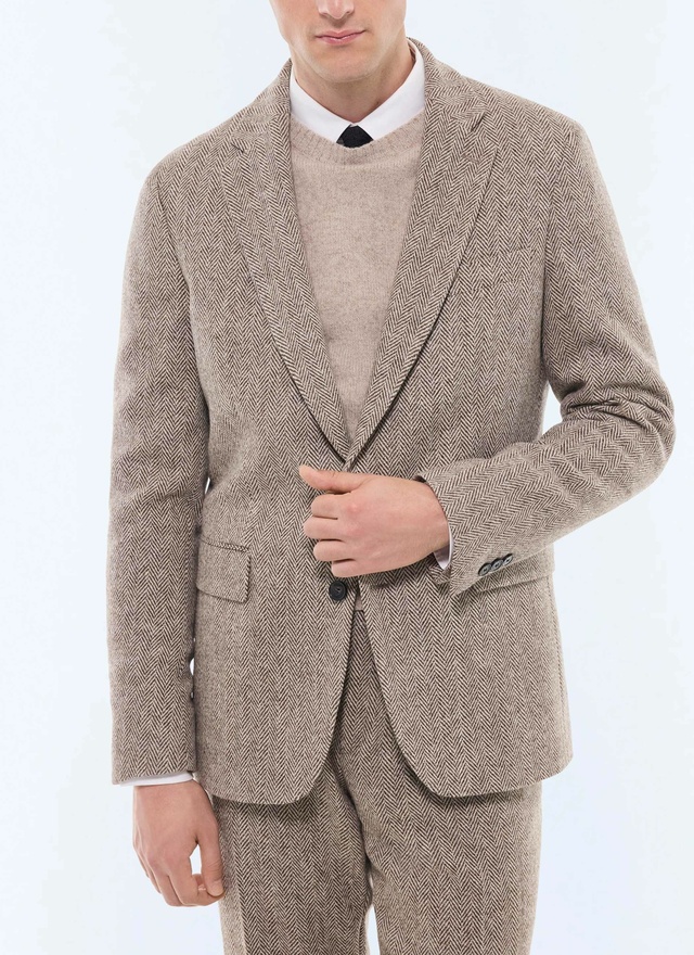 veste-beige-homme-744wlt-1.jpg Veste droite en laine à chevrons – Image 1
