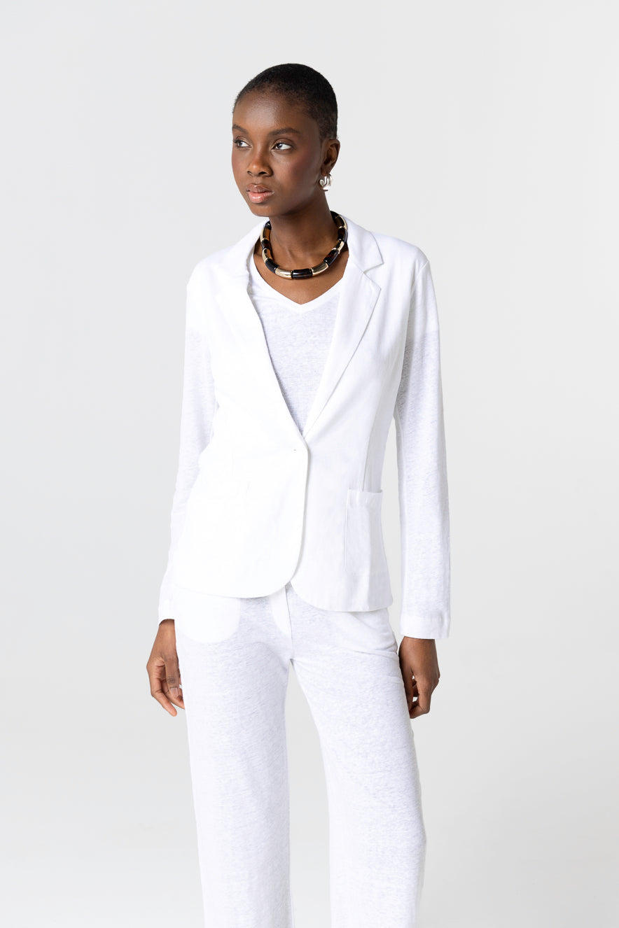 veste-blanche-605ycl-1.jpg Veste Blanche Manches Longues en Lin, Elasthanne FEMME | Majestic Filatures – MAJESTIC FILATURES – Image 1