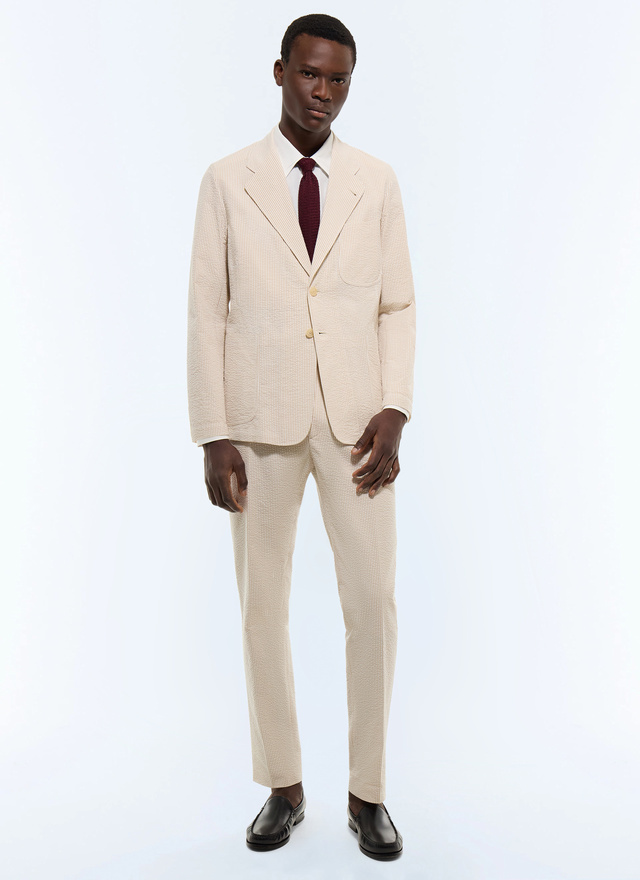 veste-blanche-homme-173jqd-1.jpg Veste droite en seersucker de coton rayé – Image 1
