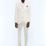Veste ajustée en twill de coton et lin