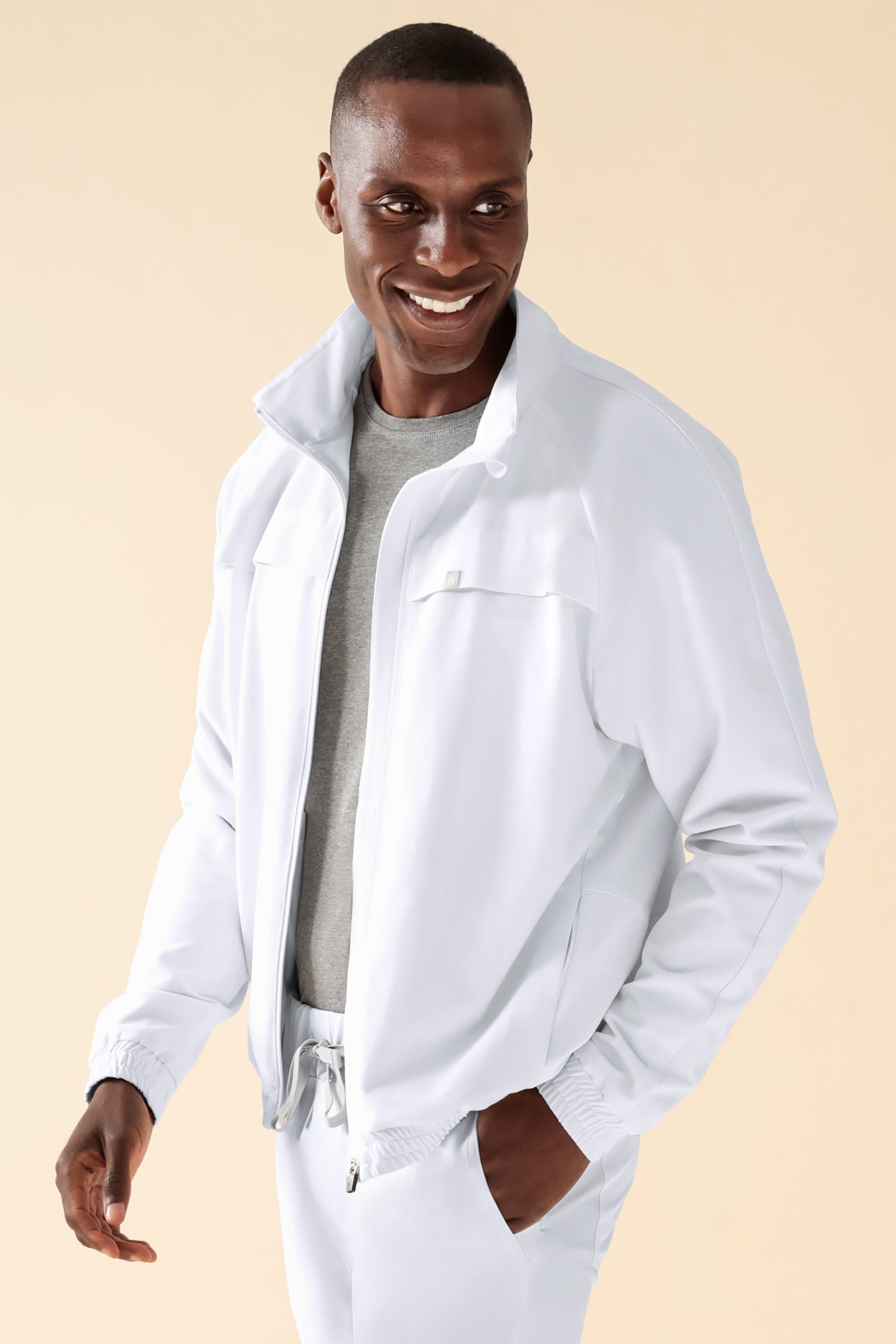 veste-blanche-homme-891zmp-1.jpg KAERE Veste blouson Homme Poignet élastiqué blanc – Image 1