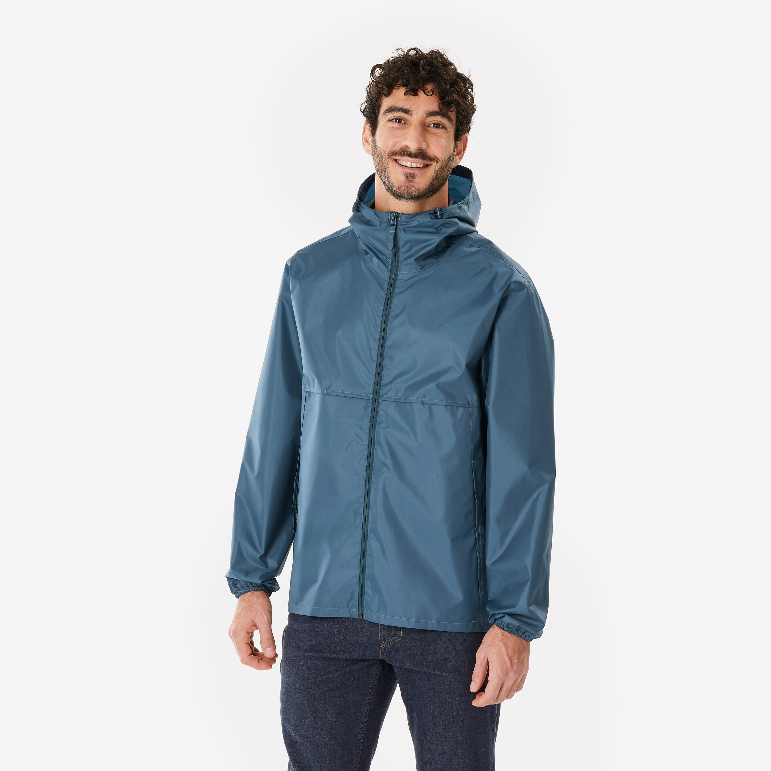 veste-coupe-vent-926ebg-1.jpg Veste de randonnée coupe vent imperméable homme, Raincut Full Zip bleu – Image 1