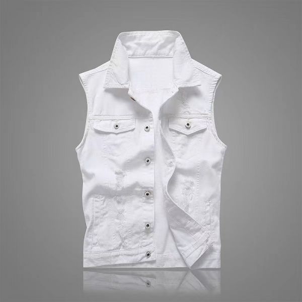 veste-en-jean-sans-manche-734txf-1.jpg Veste sans manches en denim blanc pour hommes – Image 1