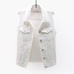 2024 Veste en Jean sans Manches pour Femme Grande Taille Gilet en Jean Femme Denim Manteaux en Jean sans Manche Femme Court avec Poches Déchiré Boutonné Boutons Gilet en Denim Lavé Femme