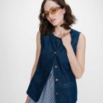 Veste sans manches ajustée en denim – Grace & Mila