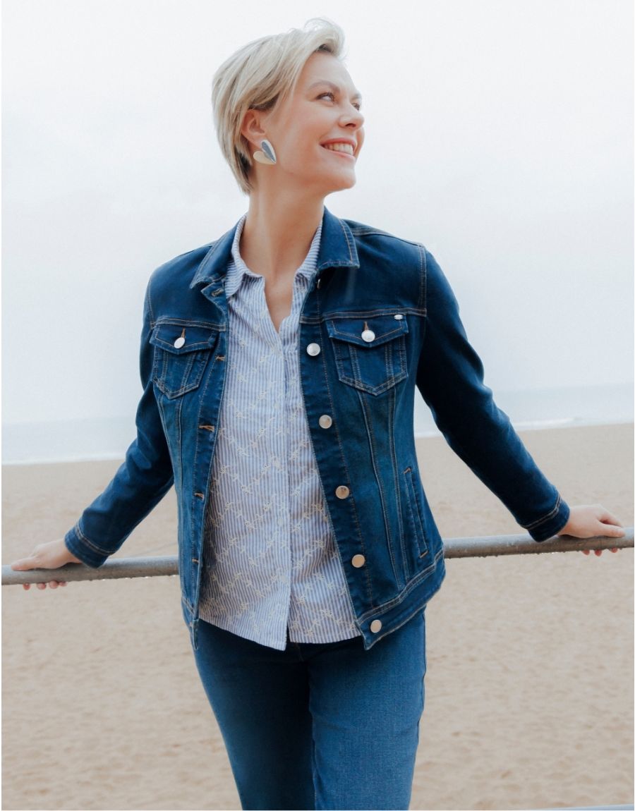 veste-en-jeans-631hwa-1.jpg Veste jean coton bleu | Christine Laure – Image 1
