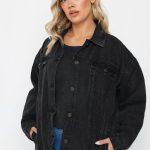 YOURS Veste en Jean Oversize Noire à Poches | Yours Clothing