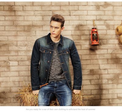 veste-en-jeans-homme-499ldn-1.jpg Blouson en Jeans pour Homme Trucker Veste Denim Classique – Image 1