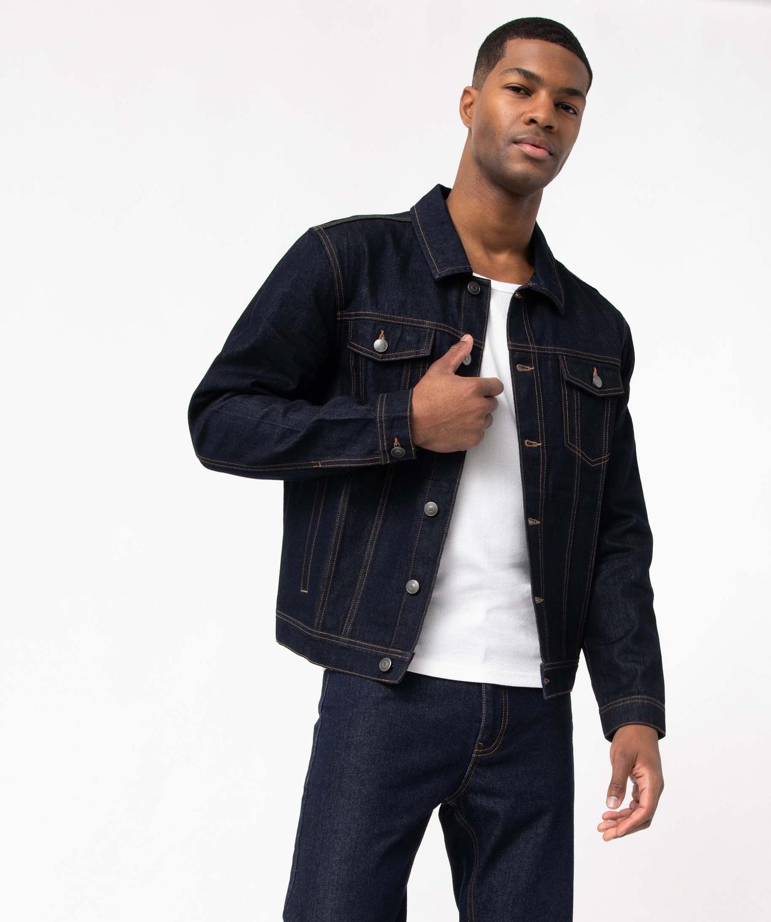 veste-en-jeans-homme-630psg-1.jpg Veste en jean homme coupe droite bleu fonce | GEMO – Image 1