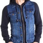 veste en jeans pour homme avec capuche intégré