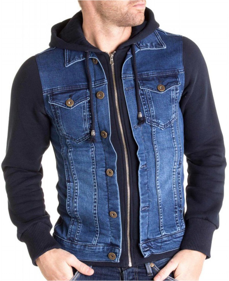 veste-en-jeans-homme-779ght-1.jpg veste en jeans pour homme avec capuche intégré – Image 1