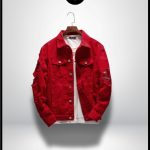 Veste en jean rouge homme