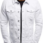 PODOLIXIA Veste en jean pour homme, veste en jean, veste en jean pour homme avec poche de poitrine, design élégant, coupe droite, haut de cowboy pour les loisirs, Blanc., XL : Amazon.fr: