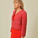 Veste en tweed rouge et rose Edward Achour