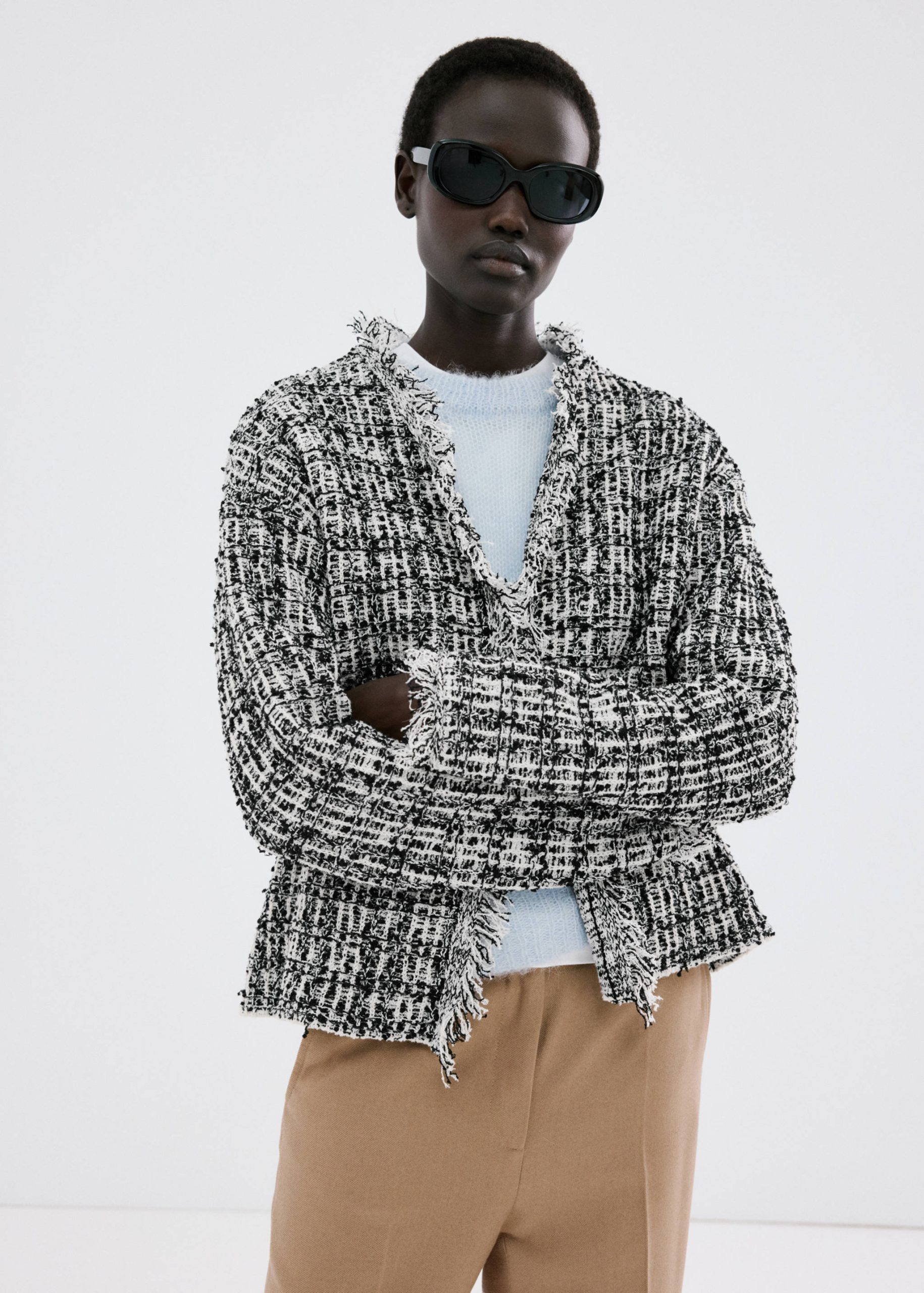 veste-en-tweed-800eaq-1.jpg Veste tweed oversize Femme | MANGO France métropolitaine – Image 1