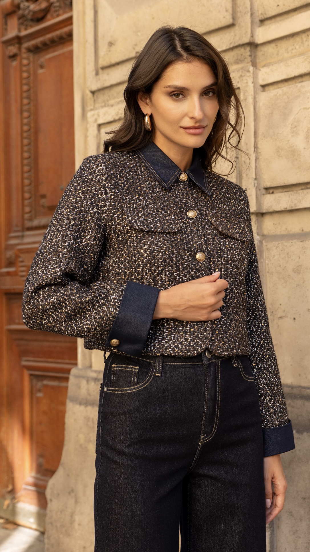 veste-en-tweed-918slu-1.jpg Veste tweed choco femme – Image 1