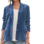 Blazer en velours doré pour femme Élégante veste de costume d'affaires Blazer simple avec poche latérale et boutons Manches longues à revers ...
