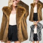 Veste en fausse fourrure pour femme Manteau en fourrure unie Veste d'hiver en fourrure Manteau long en fausse fourrure Veste mi saison à ...