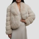 Veste fourrure femme beige