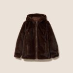 Manteau en fausse fourrure à capuche marron foncé femme | Bréal