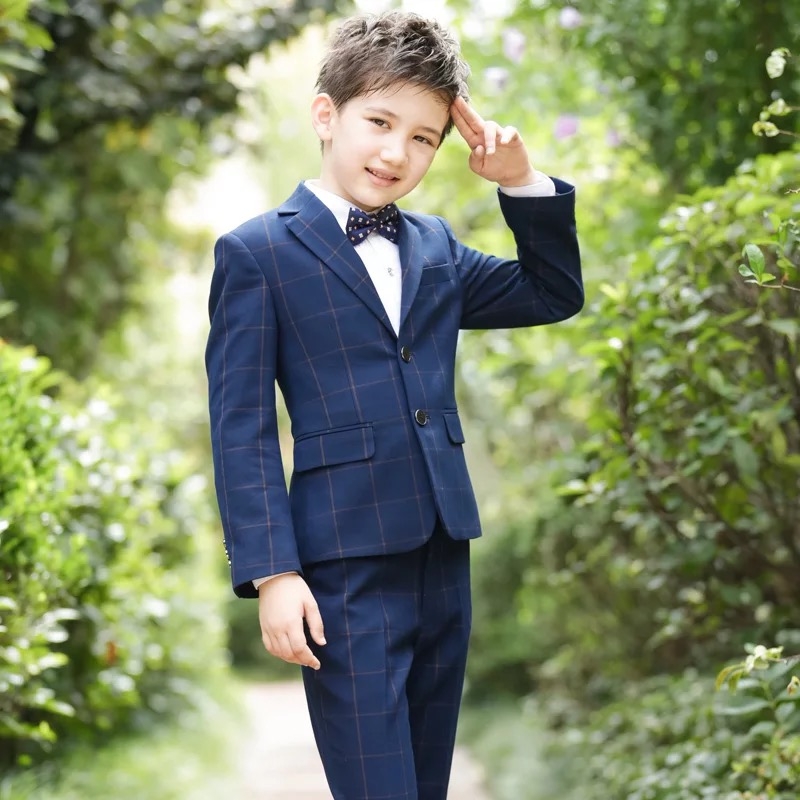 veste-garcon-150ryh-1.jpg Veste blazer costume 3 pièces à carreaux pour garçon enfant – Image 1