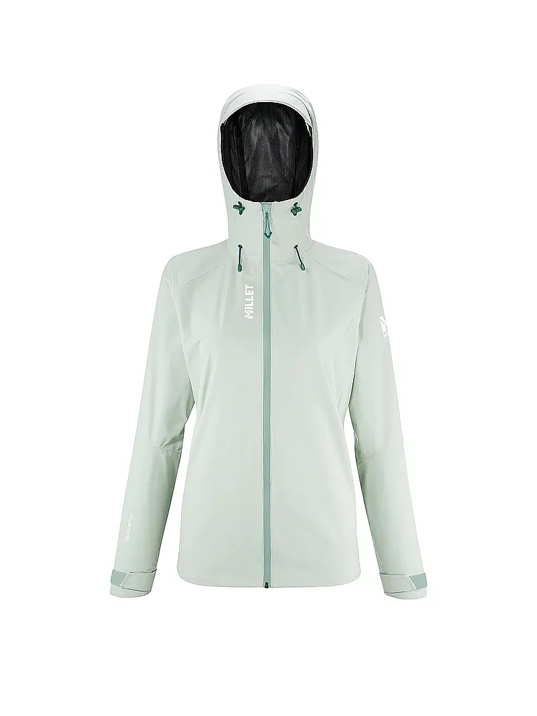 veste-gore-tex-femme-940eyy.webp MILLET Veste de randonnée pour femme SENECA GORE TEX 2L Hoodie Vert clair – Image 1