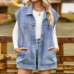 Veste en Jean Grande Taille Femmes 2024 Gilet Lavé Boutonné Poches Déchirées : Amazon.fr: Mode