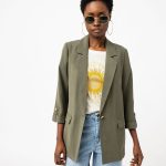 Veste blazer à manches 3/4 femme kaki | GEMO