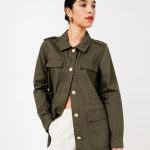 Veste style militaire en twill de coton à taille ajustable ... kaki | GEMO
