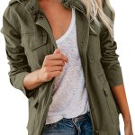 SDGR Veste Militaire Femme Blouson mi Saison Grande Taille Manteau Court Parka en Coton pour Printemps Kaki Jacket Veste en Jean Saharienne Femme ...