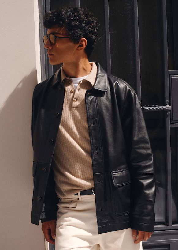 veste-noir-516plu-1.jpg Veste Larren Noir Cuir ovin Octobre Éditions – Image 1