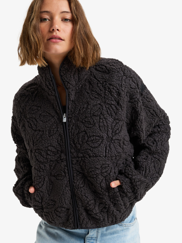 veste-polaire-femme-chic-930dfl-1.jpg Blurry Cloud Veste polaire zippée Noir Femme | Roxy – Image 1