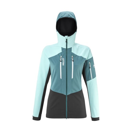 veste-softshell-femme-528sft-1.jpg MILLET VESTE SOFTSHELL M WHITE FEMME N9895 BLACK/ARUBA Taille L – Image 1