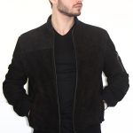 Blouson "Teddy" en Daim noir Pour homme