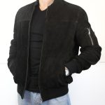 Blouson "Teddy" en Daim noir Pour homme