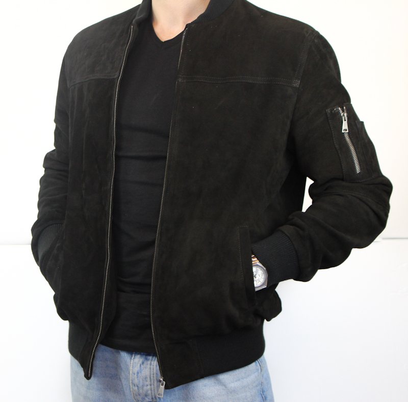 veste-teddy-homme-553zlh-1.jpg Blouson "Teddy" en Daim noir Pour homme – Image 1