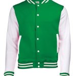 Veste teddy style collège américain université JH043 vert kelly et blanc