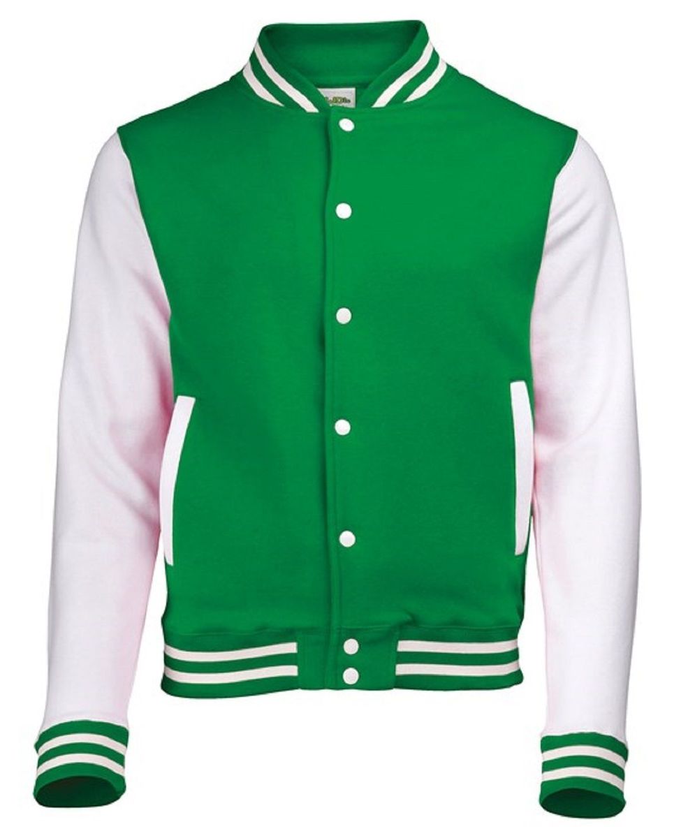 veste-teddy-homme-897ydx-1.jpg Veste teddy style collège américain université JH043 vert kelly et blanc – Image 1