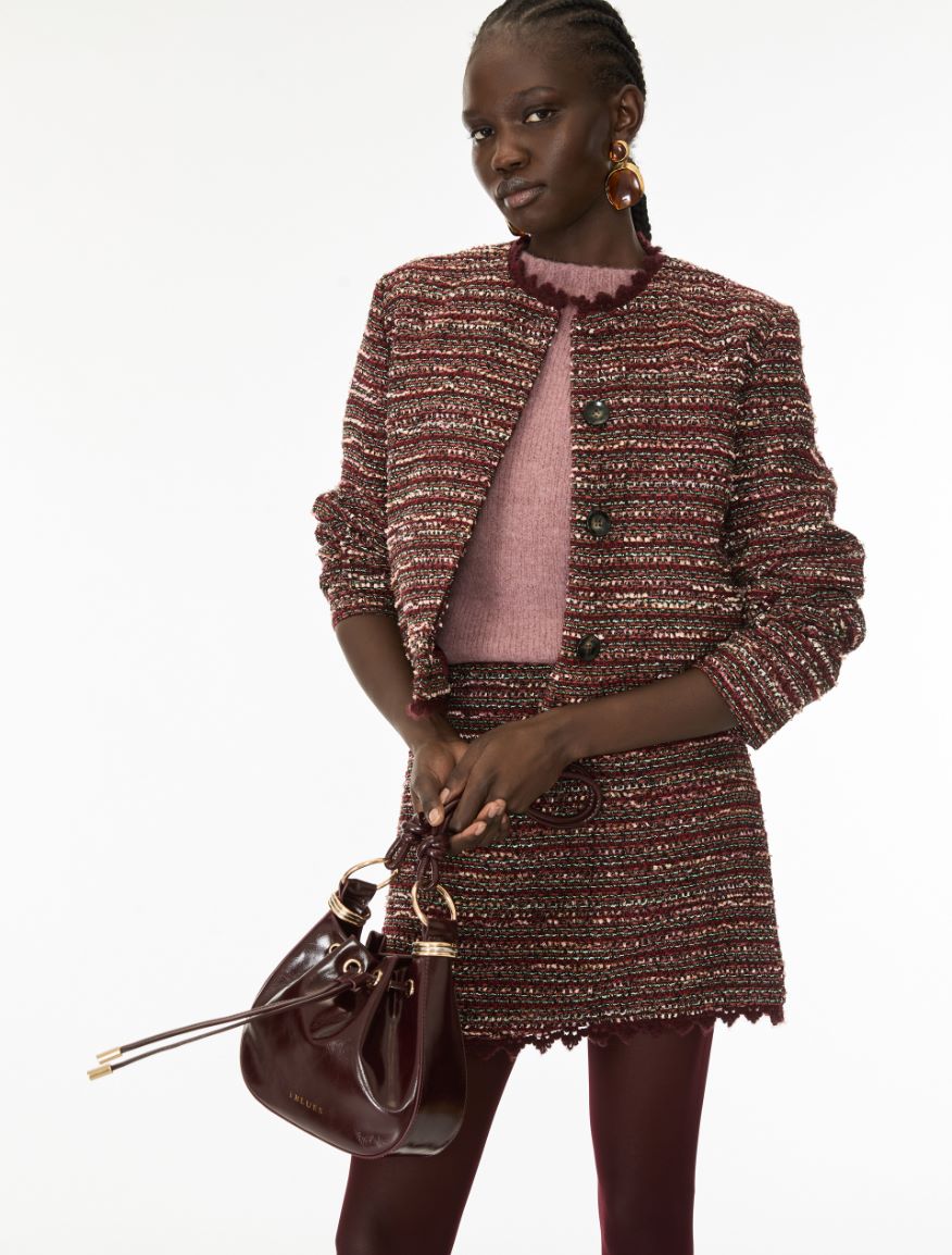 veste-tweed-069tod-1.jpg Veste en tweed, bordeaux | iBlues – Image 1