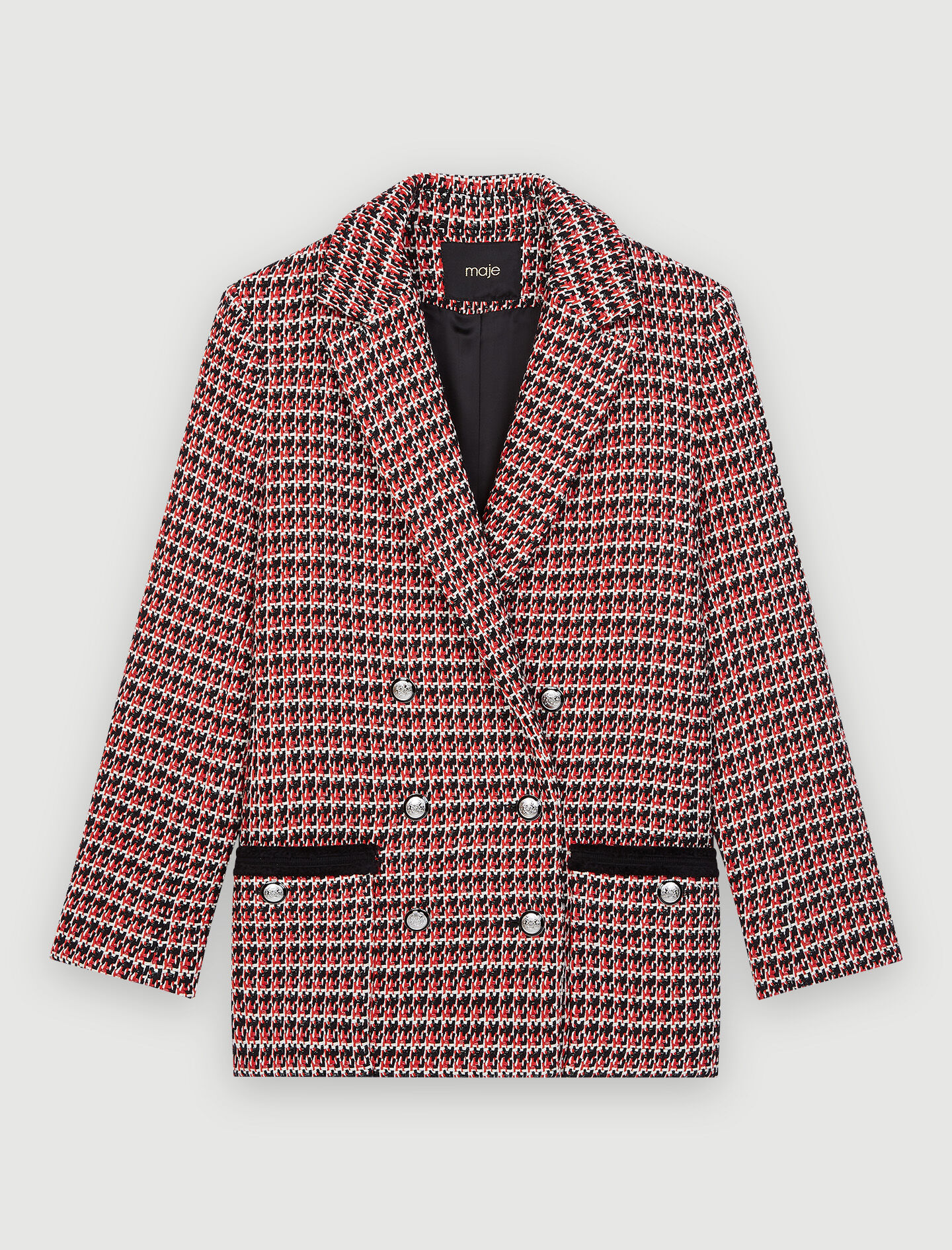 veste-tweed-183odq-1.jpg Veste de tailleur en tweed Rouge pour femme | Maje – Image 1