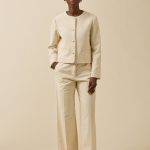 Veste sans col tweed uni femme