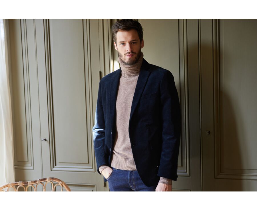 veste-velours-homme-641ulo-1.jpg Blazer homme velours côtelé lavé Marine Blazer Léontilde | Bexley – Image 1